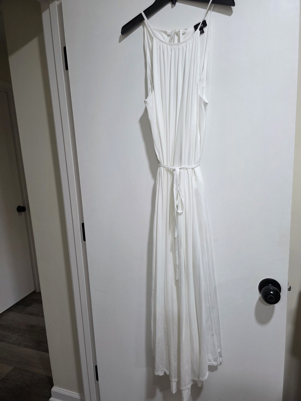 Mossimo XL White Pleated Maxi Dress Tie Waist Sleeveless
